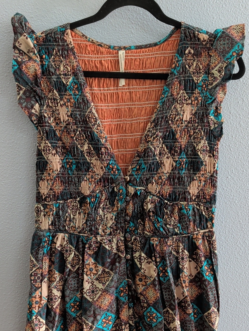 By Anthropologie Peregrine Boho Printed Maxi Dress with Turquoise Accents - Picture 2 of 13